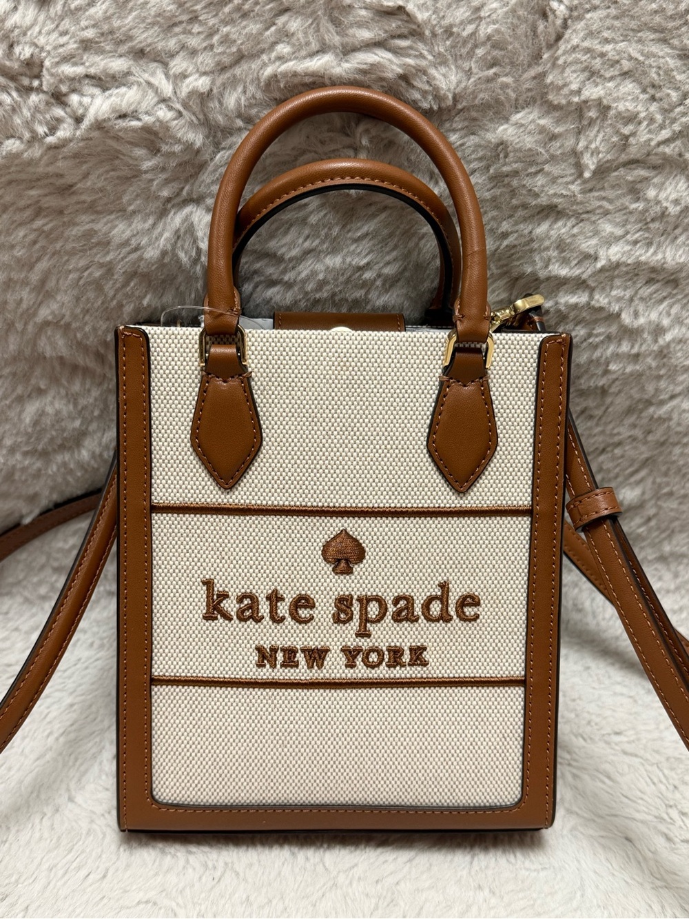 kate spade New York Ellie Canvas Mini Tote in Warm Gingerbread Multi color way